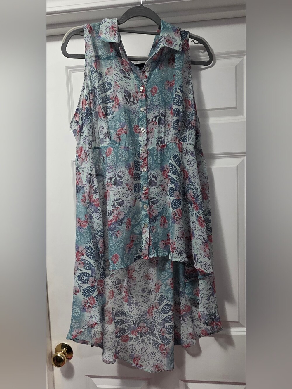 torrid Teal Floral Button-Front Maxi Dress with Pink Accents